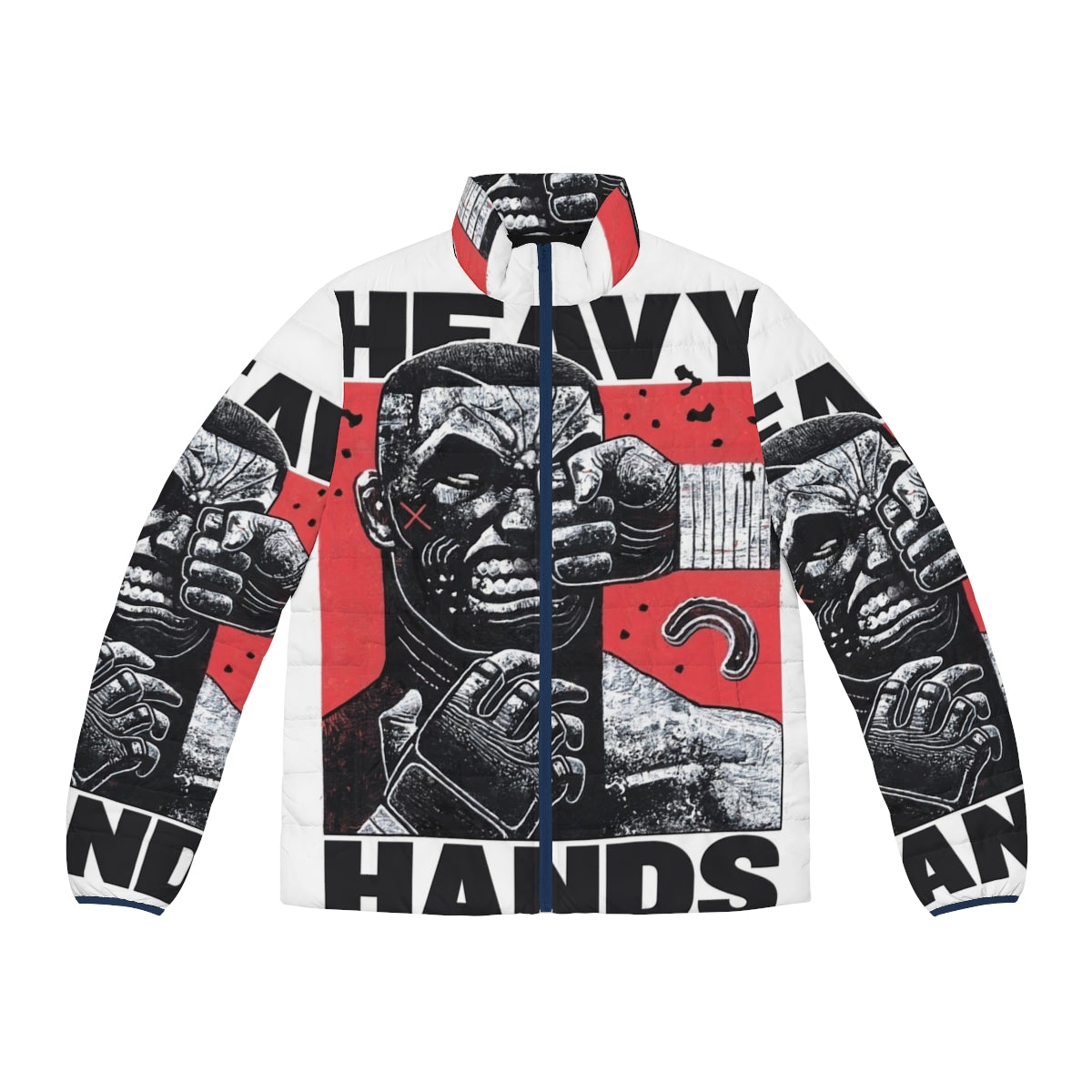 Heavy hands graphic puffer jacket with boxing and MMA design