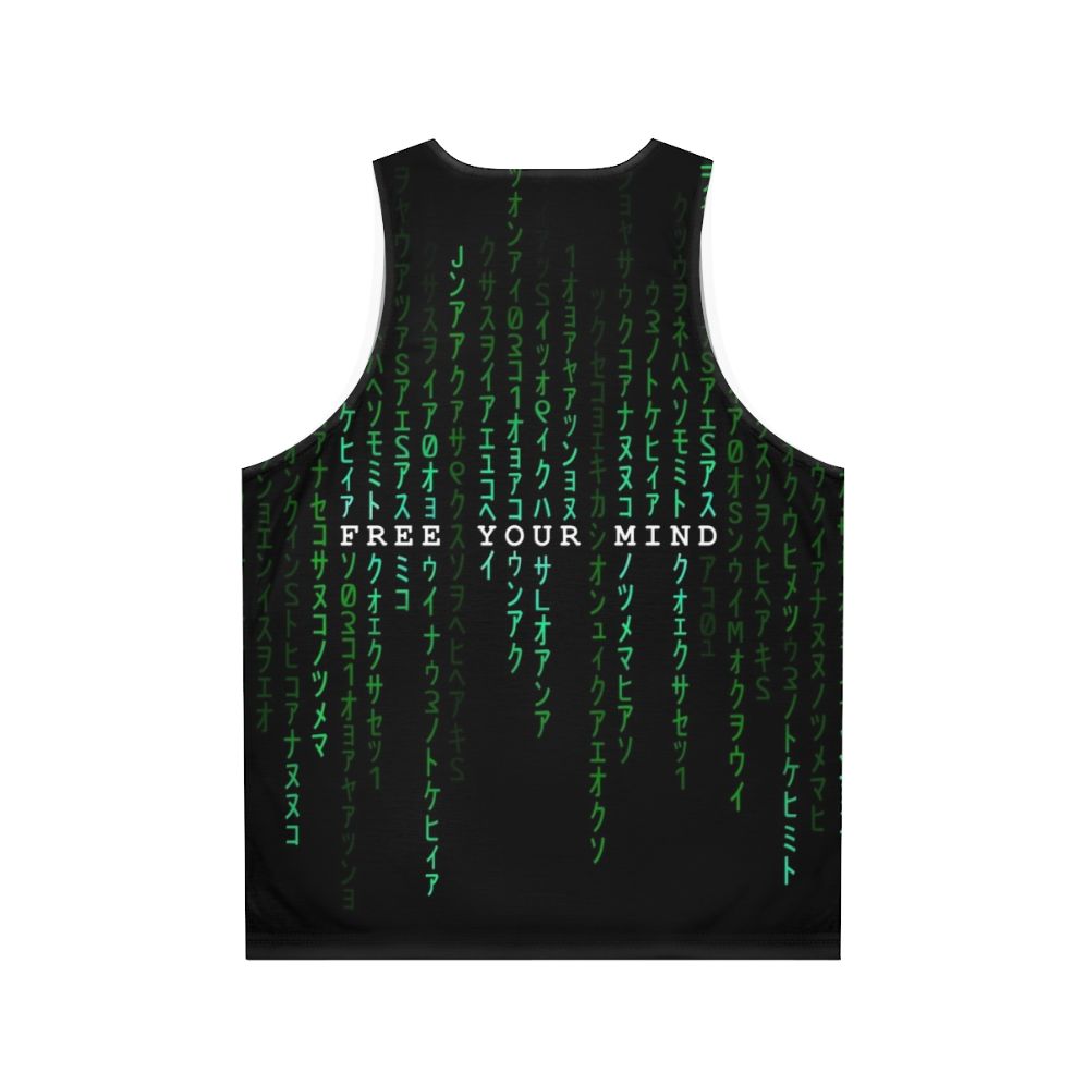 Matrix inspired digital rain design unisex tank top - Back