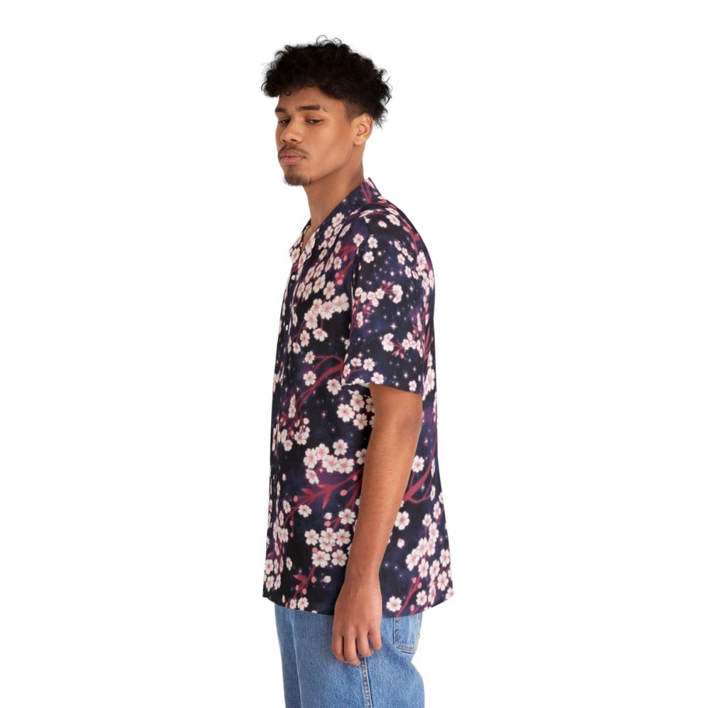 Celestial Sakura Galaxy Pattern Hawaiian Shirt - People Left