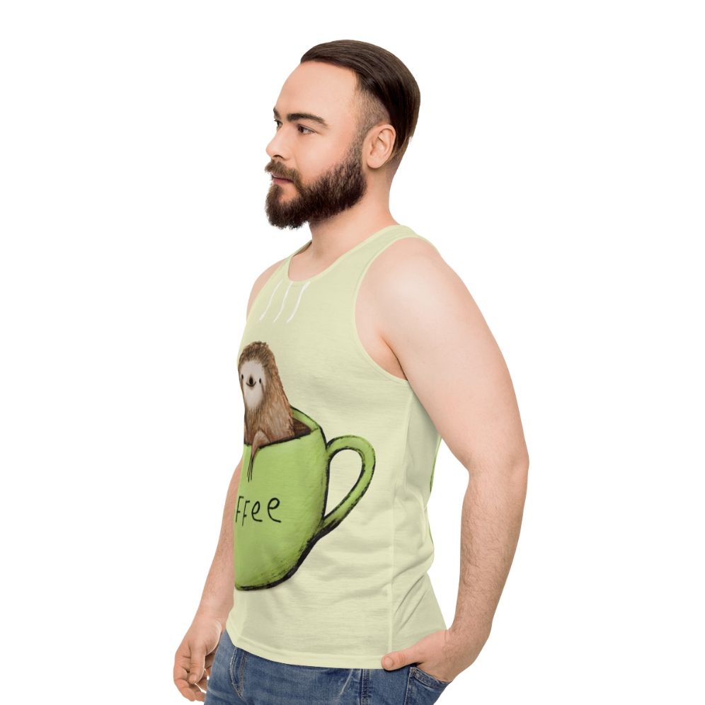 Sloffee Unisex Sloth Coffee Lover Tank Top - men side