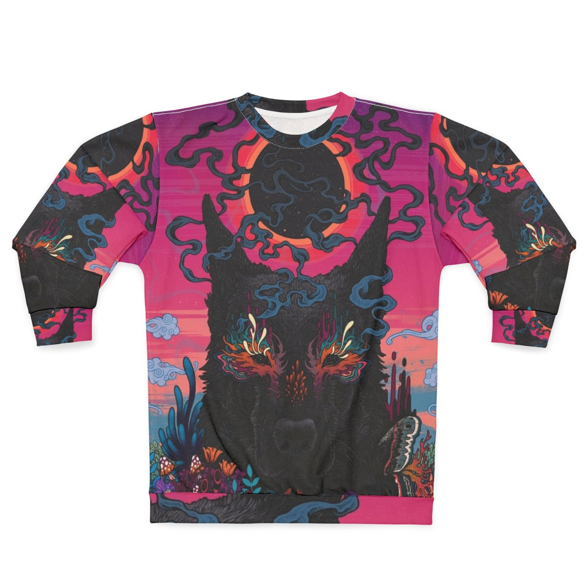 Psychedelic black eyed dog neon sweatshirt