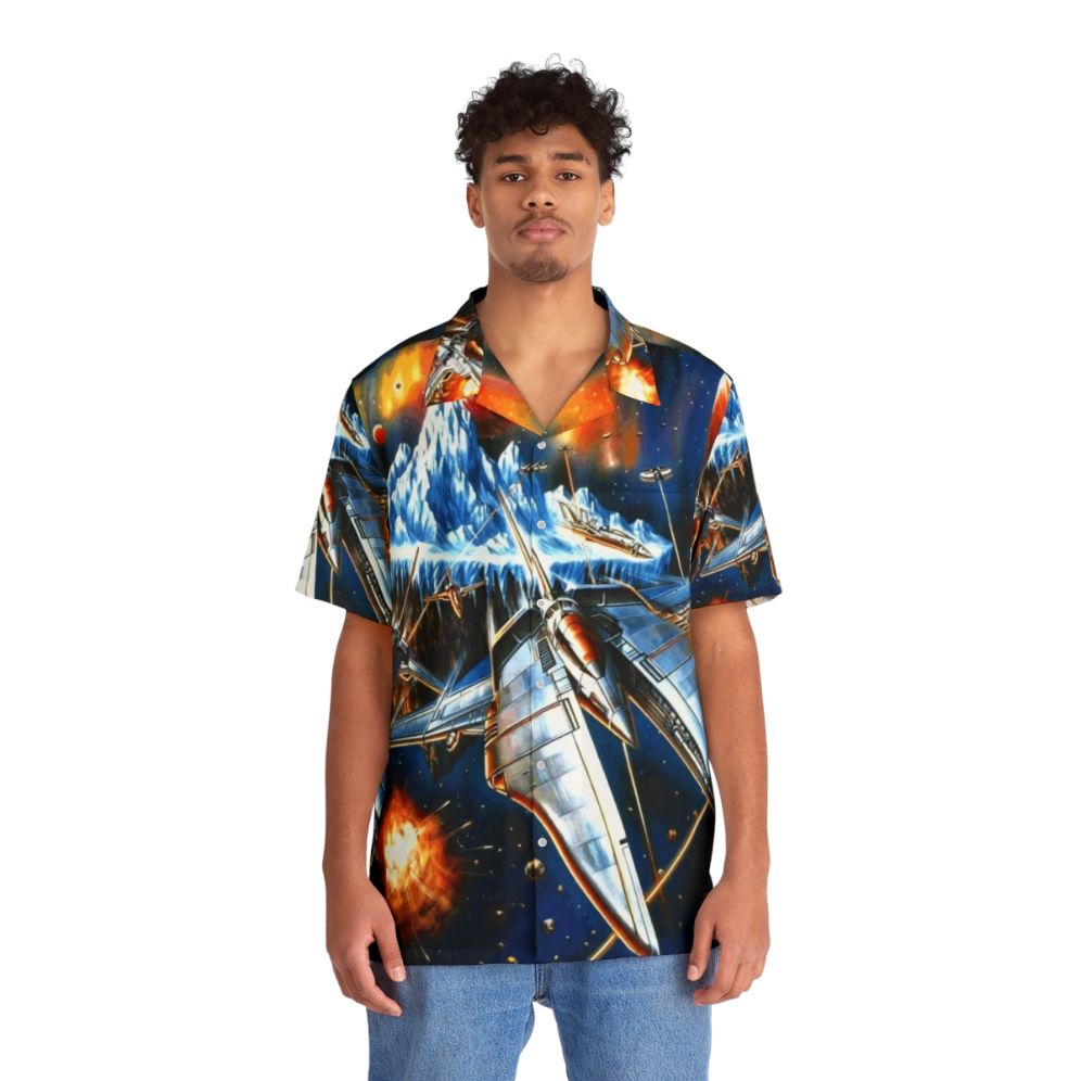 Gradius Gaiden Hawaiian Shirt with Radiant Silvergun and Ikaruga themed design - People Front