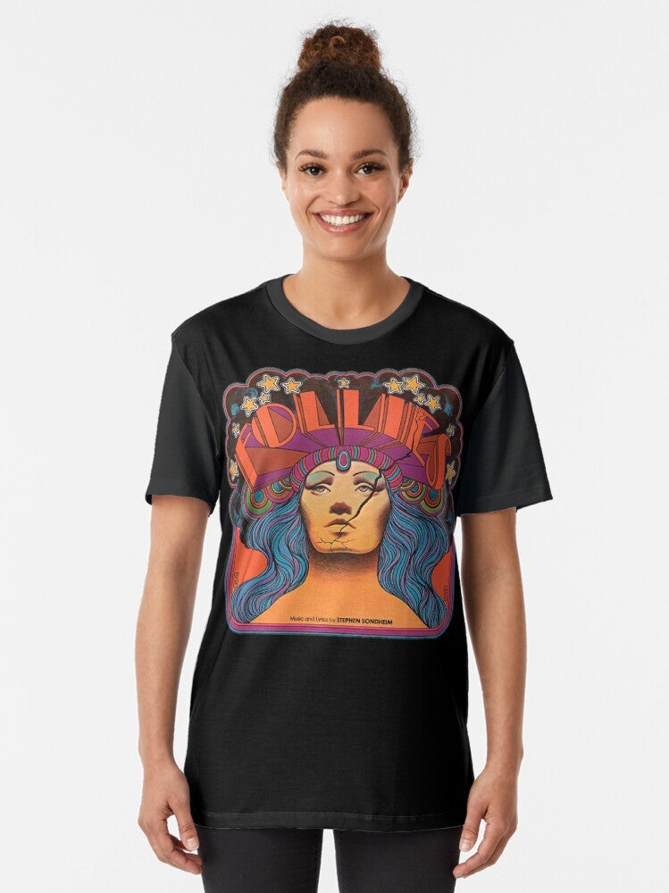 Vintage-style "FOLLIES" graphic tee featuring the iconic Stephen Sondheim musical. - Women