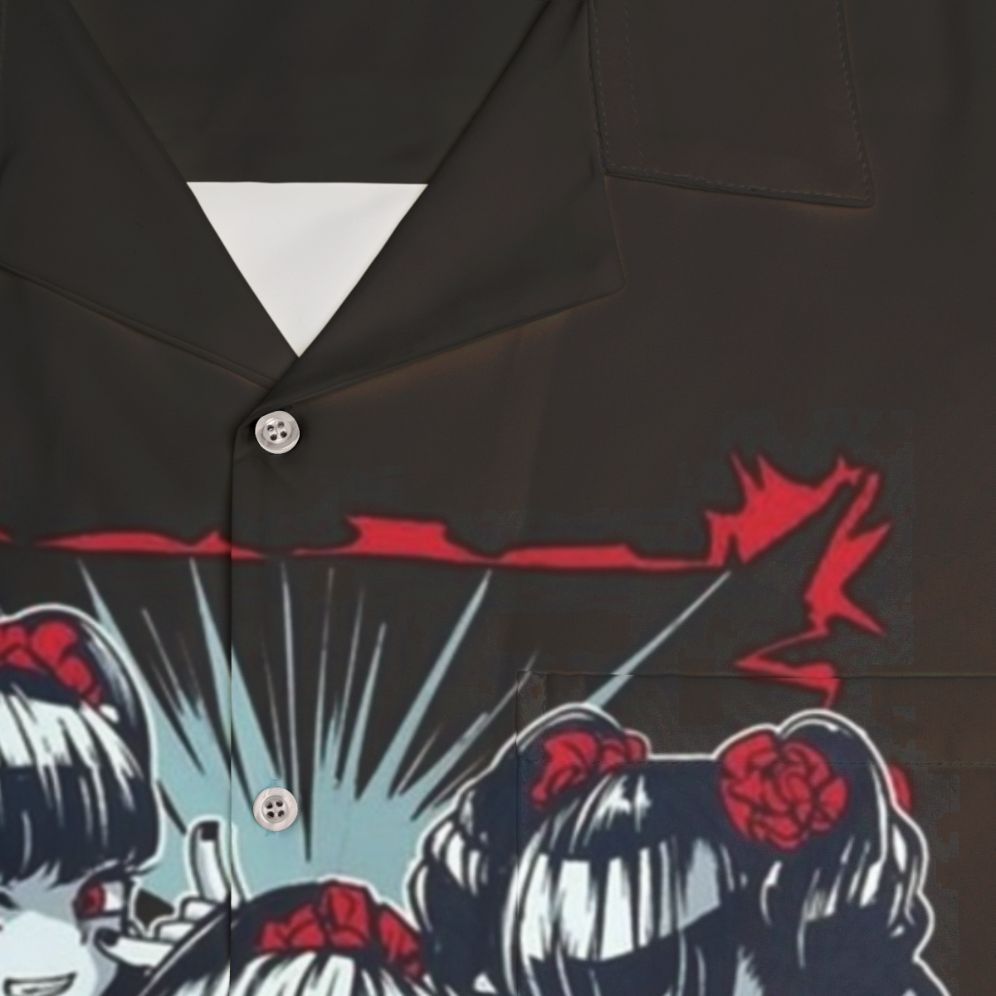 Babymetal inspired Hawaiian shirt with anime and heavy metal design - Detail