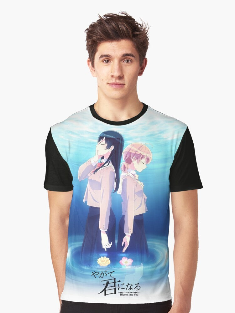 Bloom Into You - Yagate Kimi ni Naru anime-inspired graphic t-shirt featuring characters Yuu Koito and Touko Nanami - Men