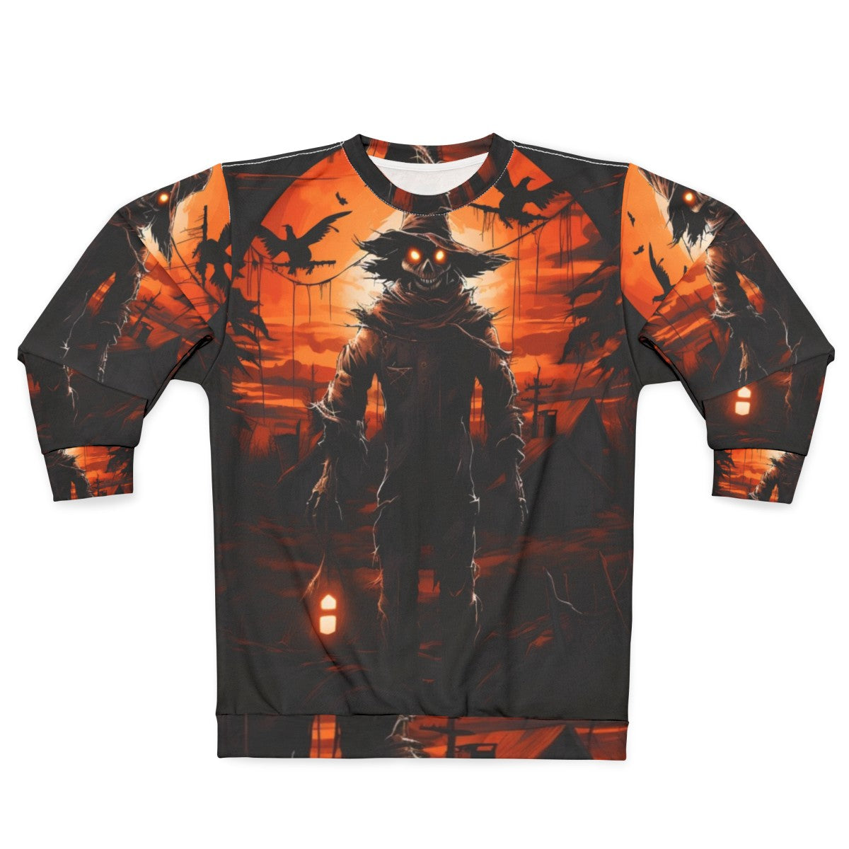 Terrifying full moon and scarecrow halloween sweatshirt