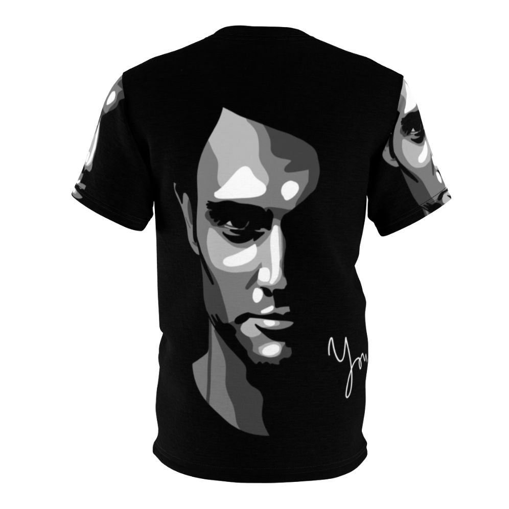 Graphic tee featuring a stylized design inspired by the Netflix series "You" and its main character, Joe Goldberg, played by Penn Badgley. - Back