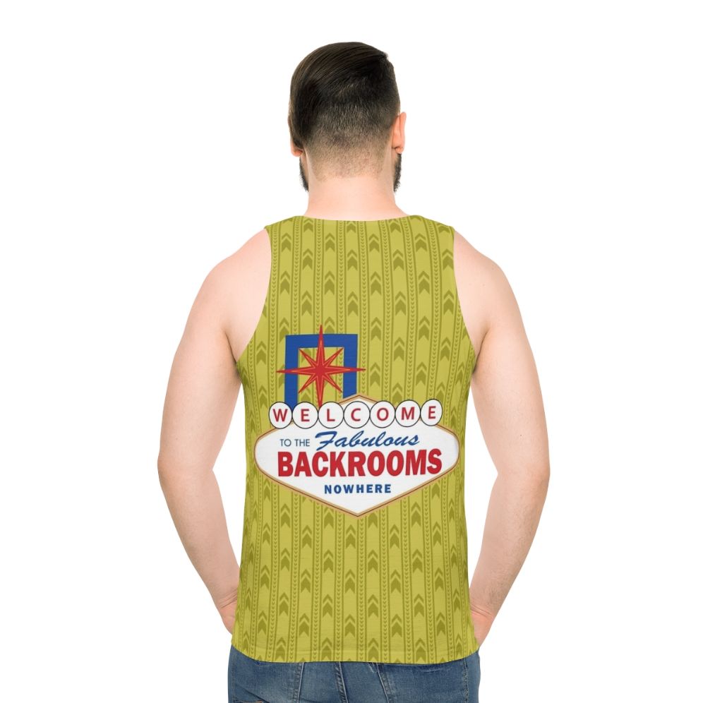 Creepy "Backrooms" Unisex Tank Top - men back