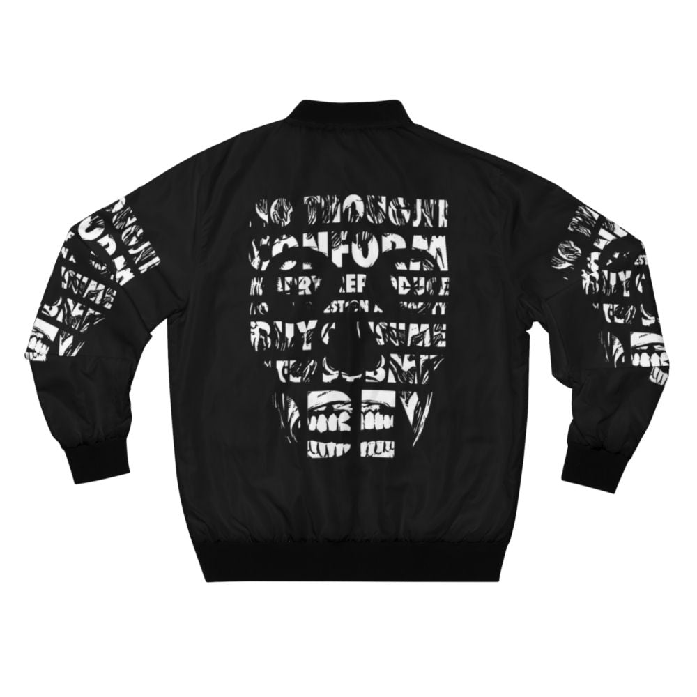 "They Live Black and White Bomber Jacket - Featuring the iconic horror sci-fi movie design" - Back