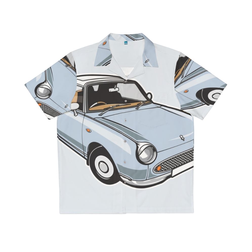 Vintage Nissan Figaro Hawaiian Shirt in Pale Aqua Blue