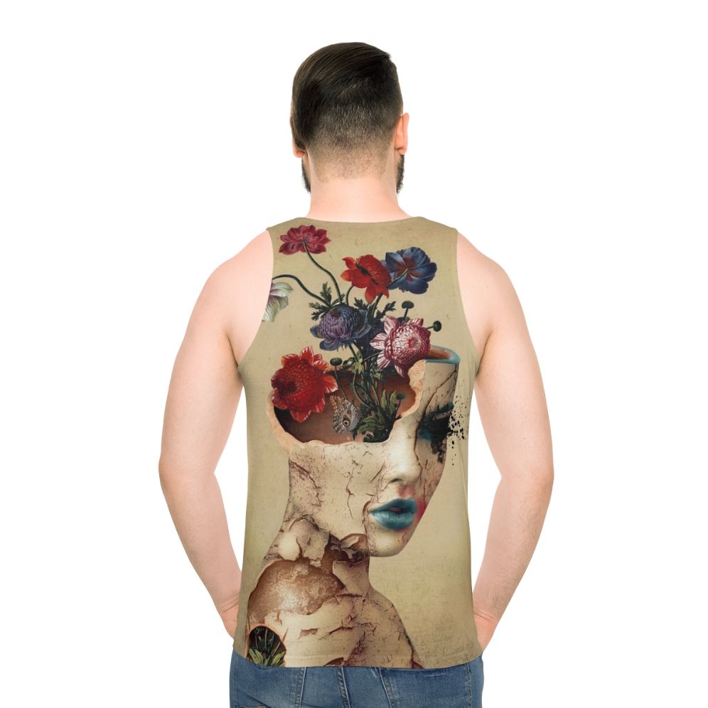 Broken Beauty Unisex Floral Grunge Digital Art Tank Top - men back