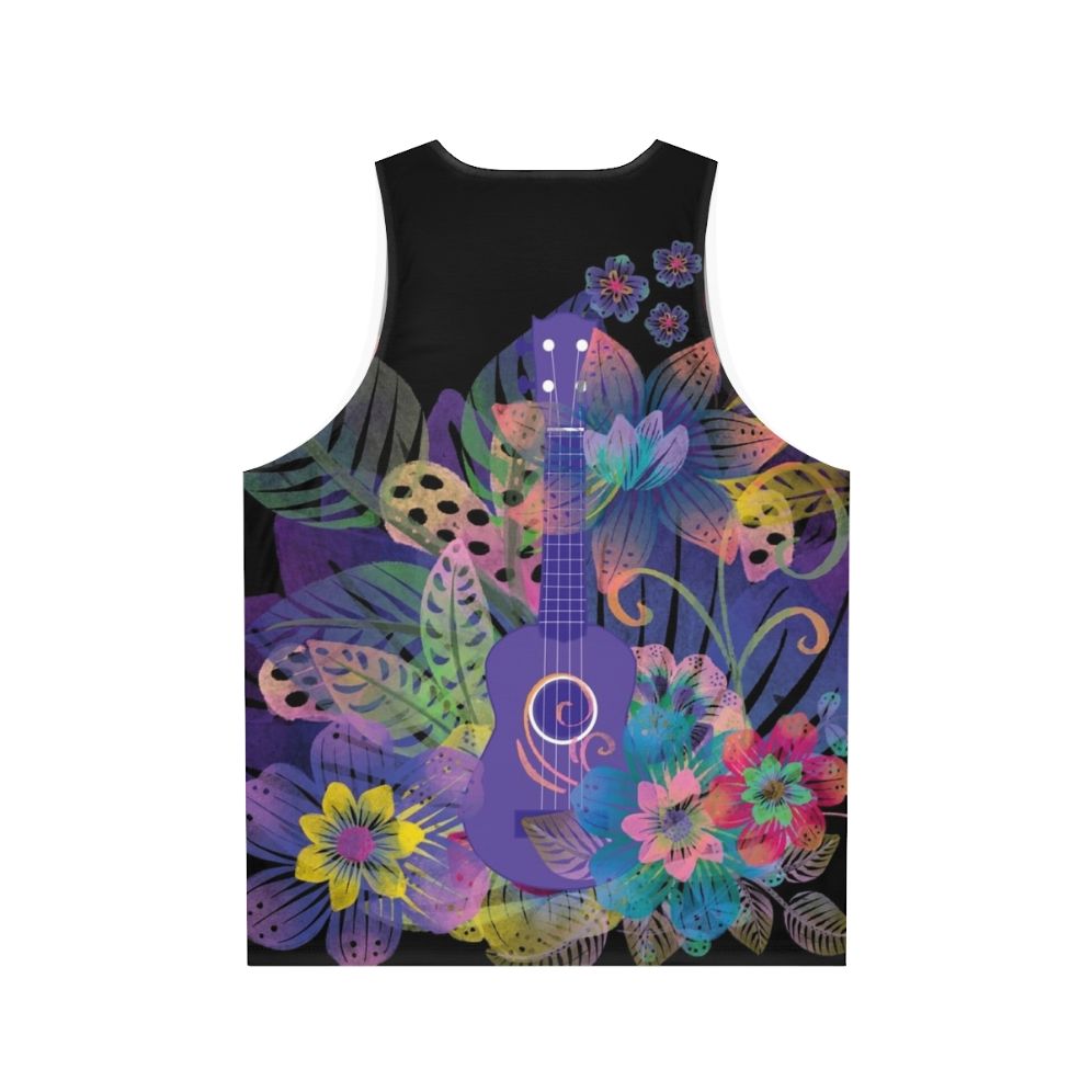 Ukulele composition with flowers unisex tank top - Back