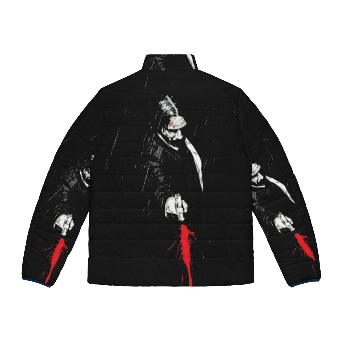 Baba Yaga Puffer Jacket in red with blood-inspired design - Back