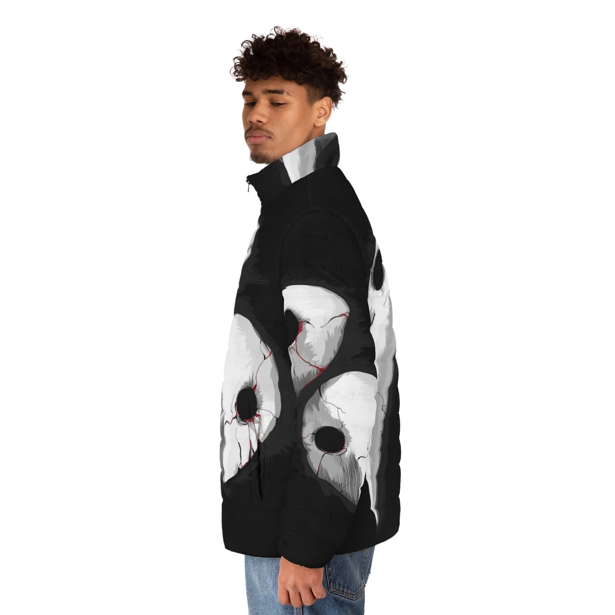 Sachiel Puffer Jacket with Evangelion Anime Inspired Design - men side left