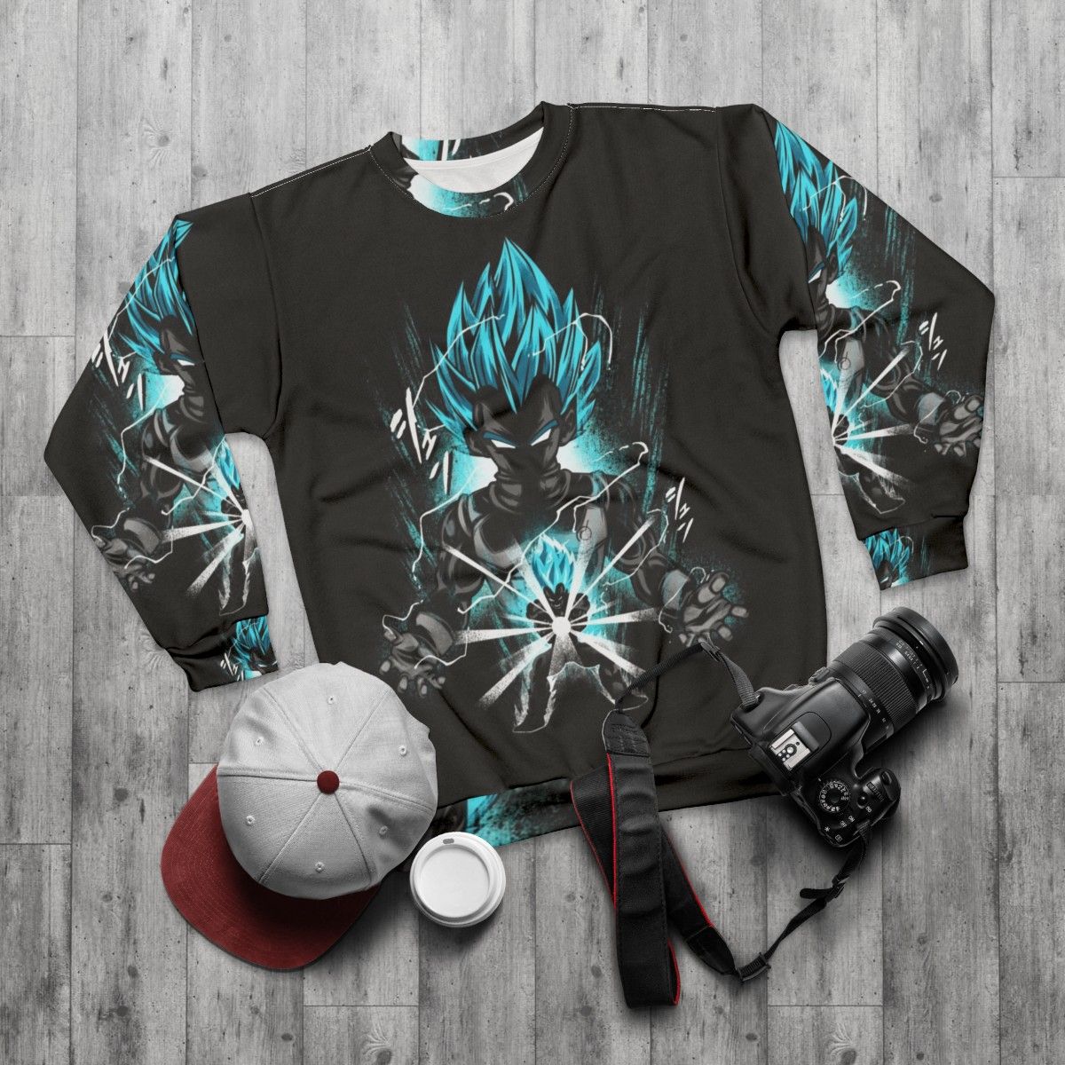 Prince Blue Superhero Anime Sweatshirt - flat lay