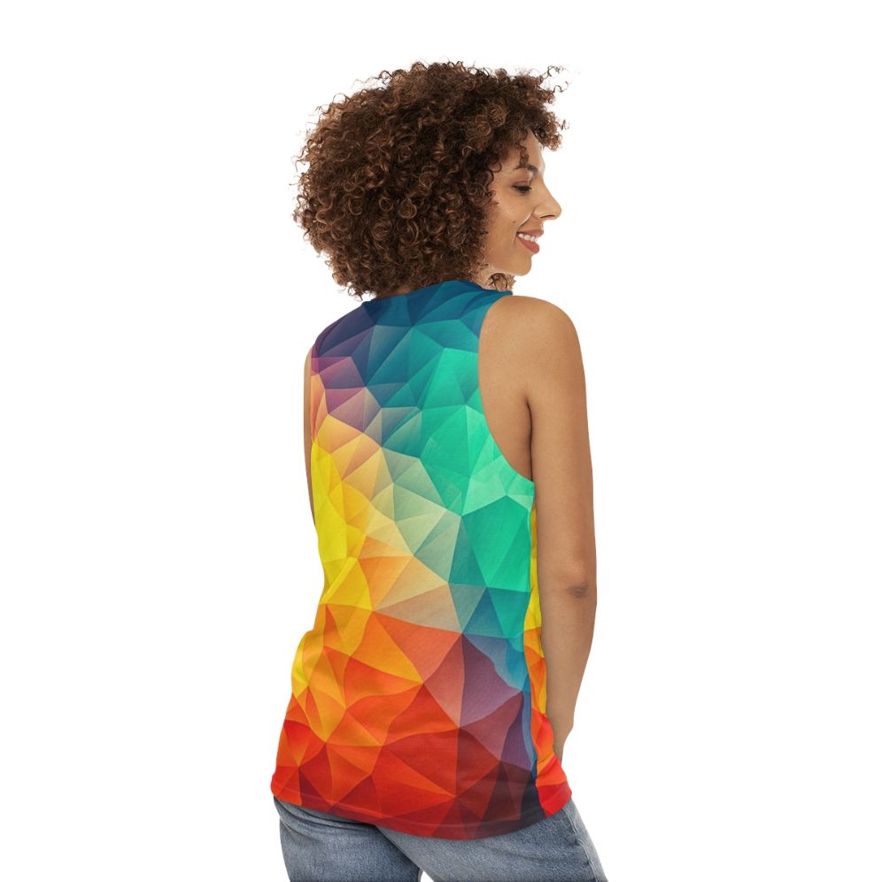 Colorful abstract geometric unisex tank top - women back