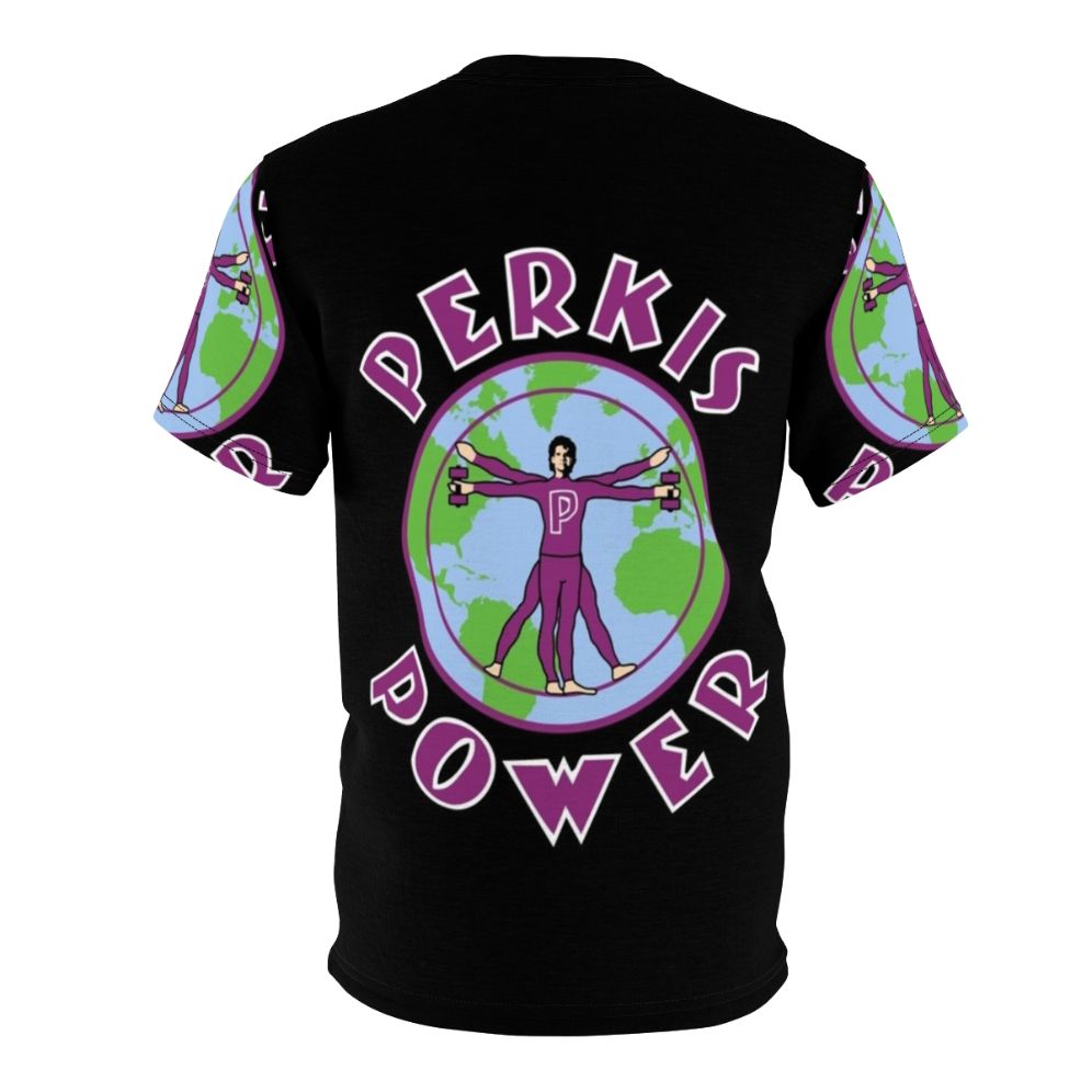 Perkis Power Inspired T-Shirt featuring humorous nod to '90s comedy Heavyweights - Back