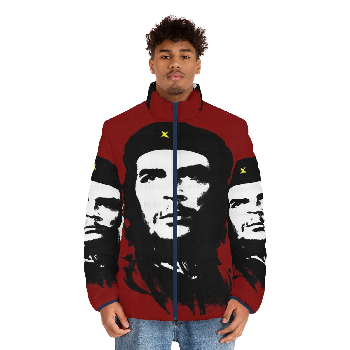 Ché Guevara inspired puffer jacket with revolutionary design - men front