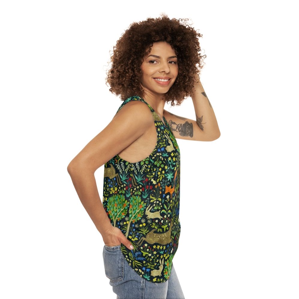 Medieval Unisex Tank Top with Nature and Animal Design - women side