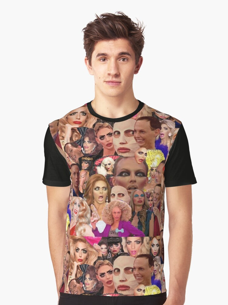 Alyssa Edwards pop art collage graphic t-shirt with drag queen, drag race, and RPDR elements - Men