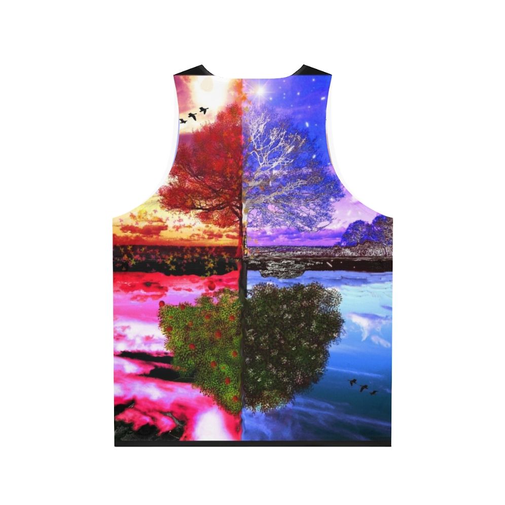 Four seasons tree reflection unisex tank top - Back