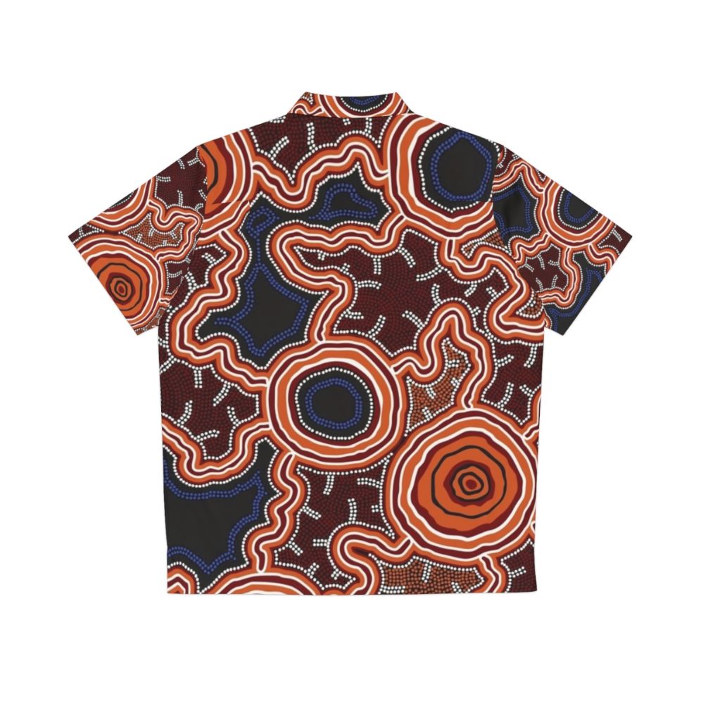 Authentic Aboriginal Art Hawaiian Shirt featuring Pathways to Water design - Back