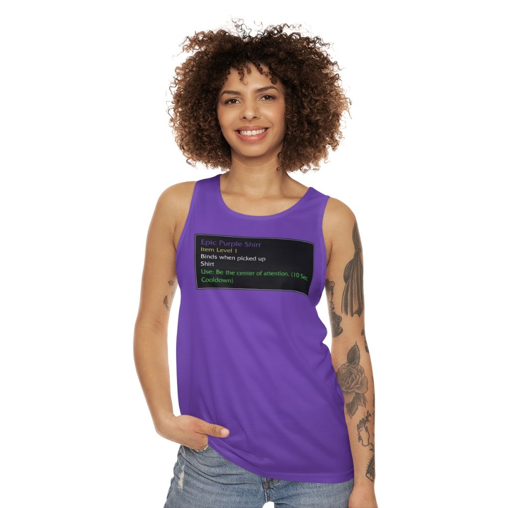 Unisex World of Warcraft inspired epic purple tank top - women