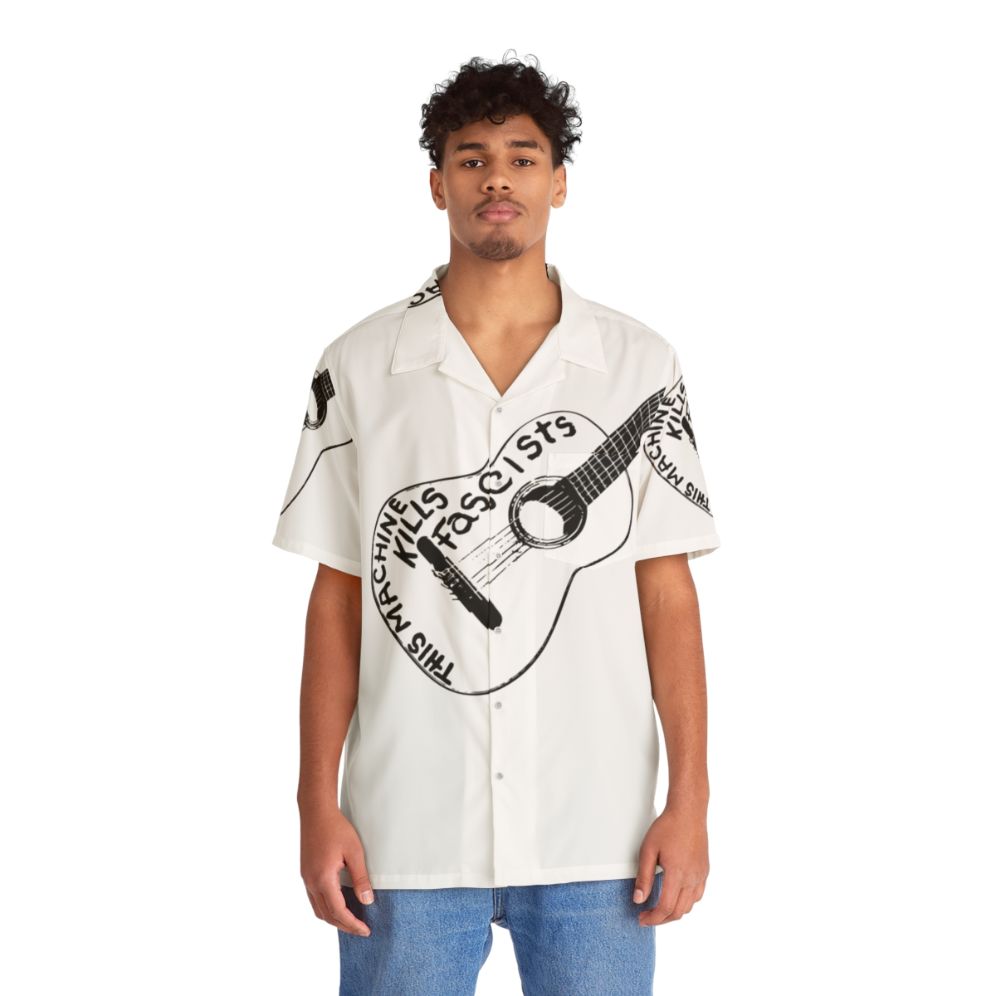 Woody Guthrie inspired "This Machine Kills Fascists" Hawaiian shirt - People Front