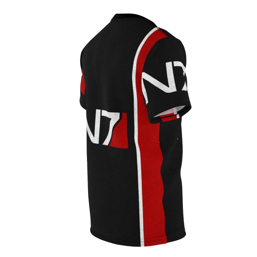 Mass Effect inspired t-shirt with N7 logo and futuristic design - men right