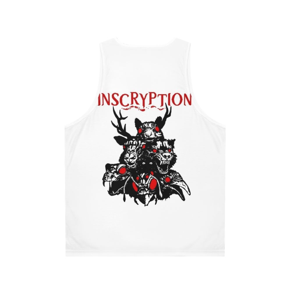 Unisex tank top with totems and inscryption encryption logo design - Back