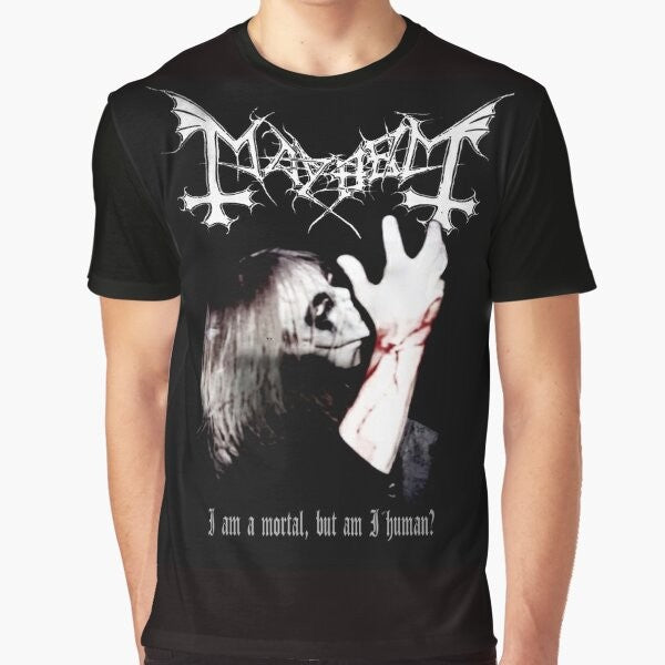 Mayhem Black Metal T-Shirt featuring the iconic band logo and band members