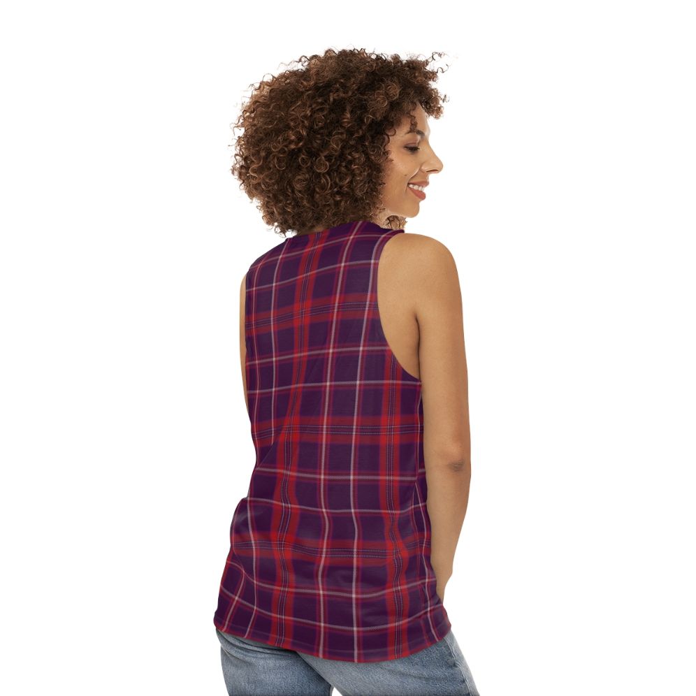 Tartan red unisex tank top - women back