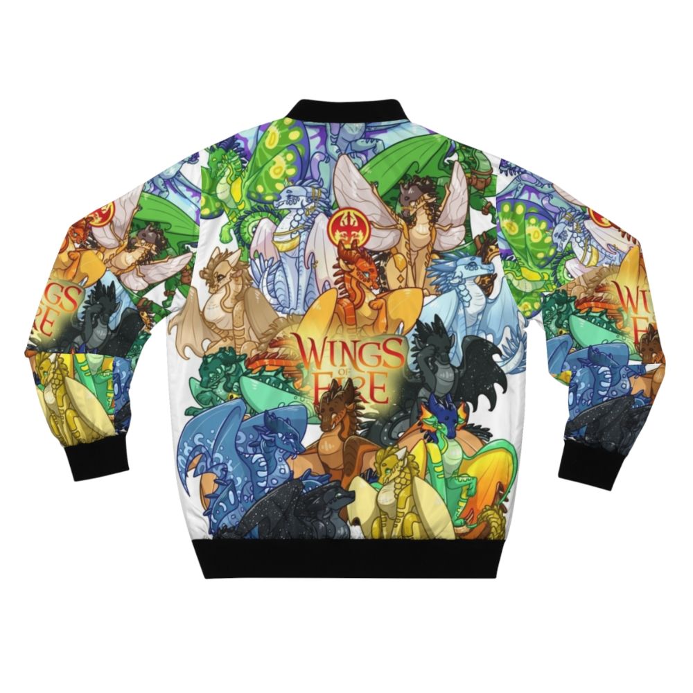 Wings of Fire bomber jacket featuring characters from the fantasy book series - Back