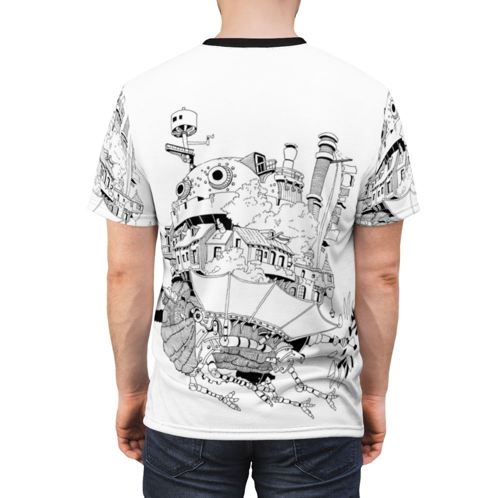 Anime-inspired t-shirt featuring Howl's Moving Castle artwork by Atsushi Okui - men back