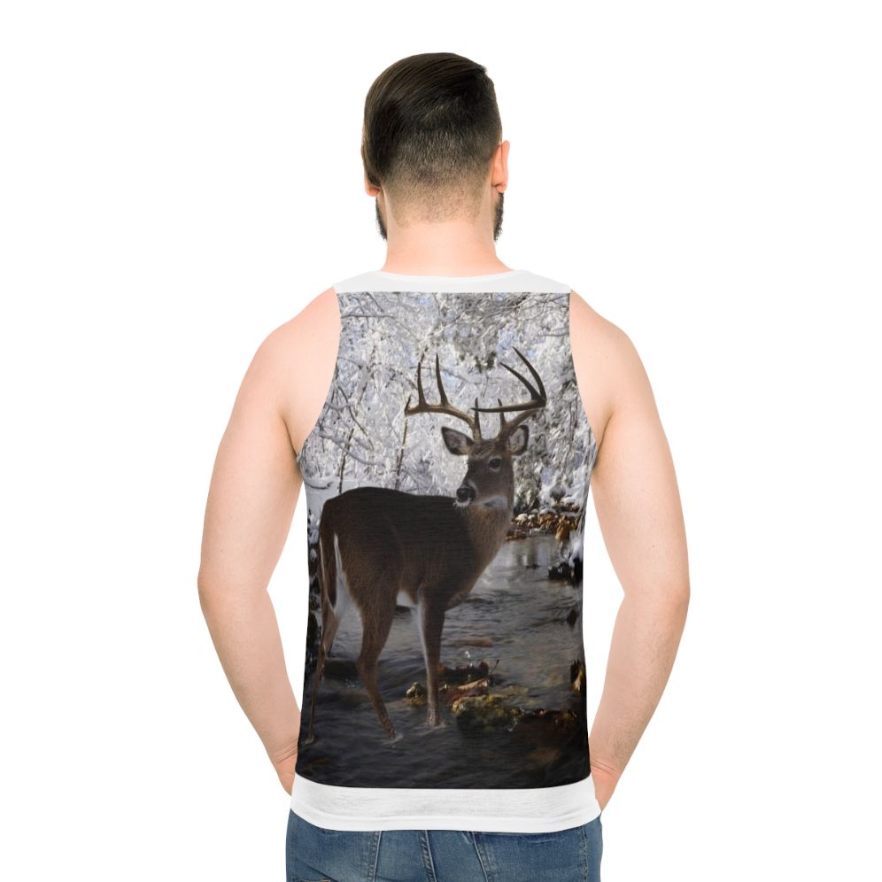 Whitetail deer printed unisex tank top - men back