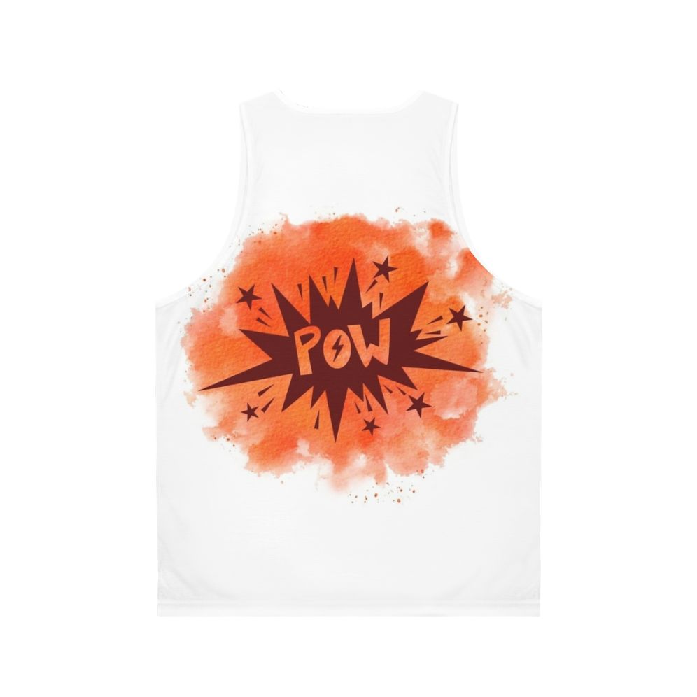 Watercolor superhero graphic on unisex tank top - Back