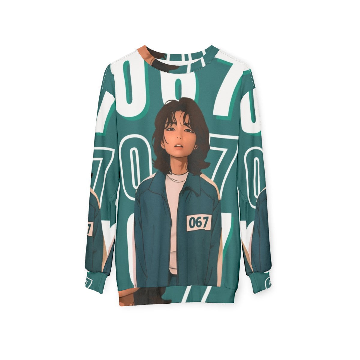 Squid Game Player 067 Kang Sae Byeok Sweatshirt - hanging