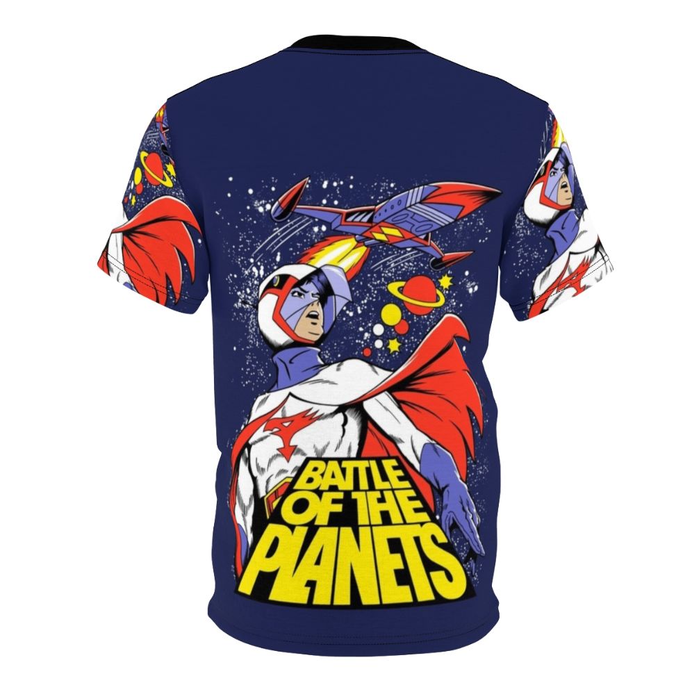 Battle of the Planets inspired custom graphic t-shirt design with colorful sci-fi cartoon illustration - Back