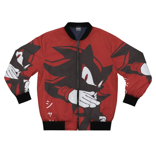 Shadow Hedgehog inspired anime-style red and black bomber jacket