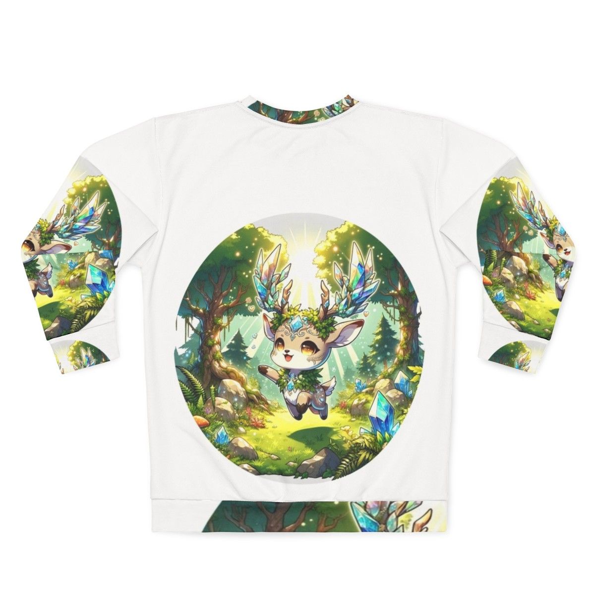 Deer sweatshirt with fantasy crystal forest design - Back