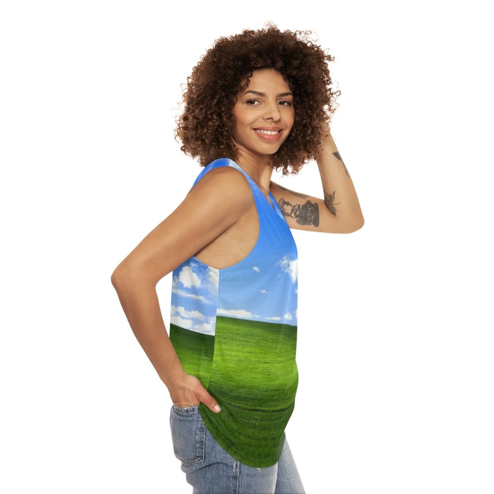 Windows XP Wallpaper Unisex Tank Top - women side