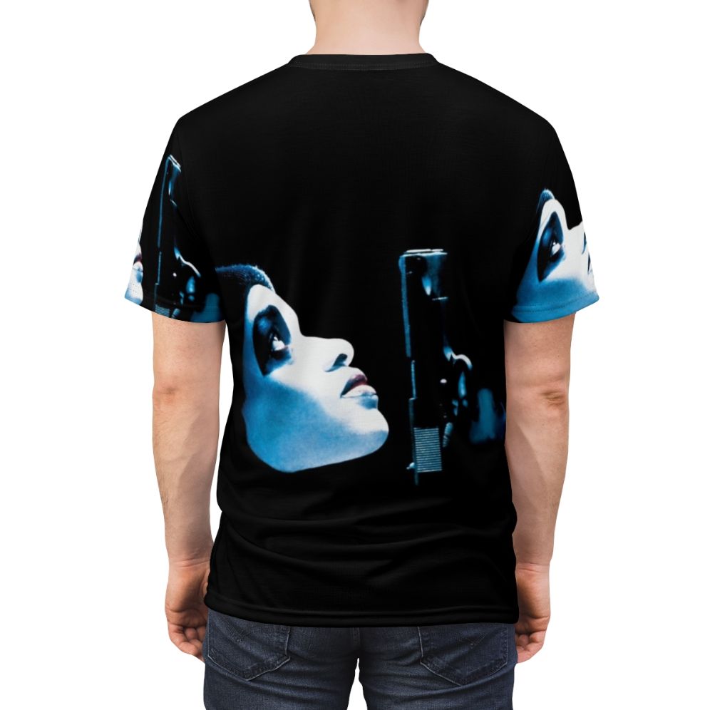 Retro style graphic t-shirt featuring a design inspired by the 1995 film "Dead Presidents" - men back