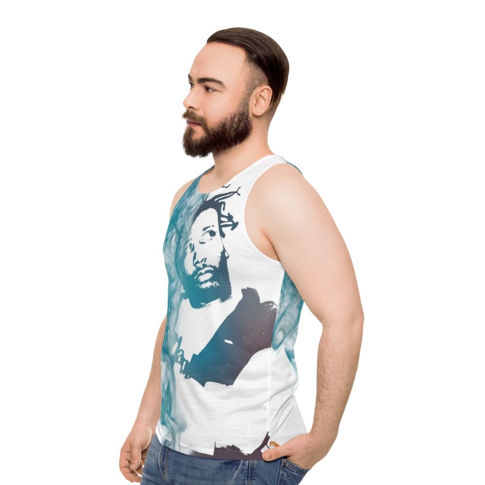 Ol Dirty Bastard smoke dispersion portrait on unisex tank top - men side