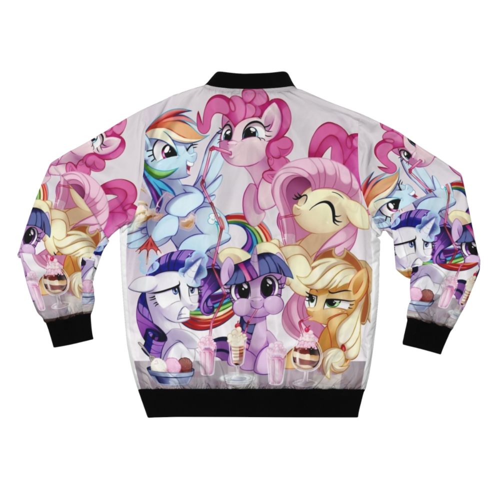 My Little Pony FIM Friendship is Magic Bomber Jacket with Twilight Sparkle, Applejack, Rarity, Pinkie Pie, Rainbow Dash, and Fluttershy - Back