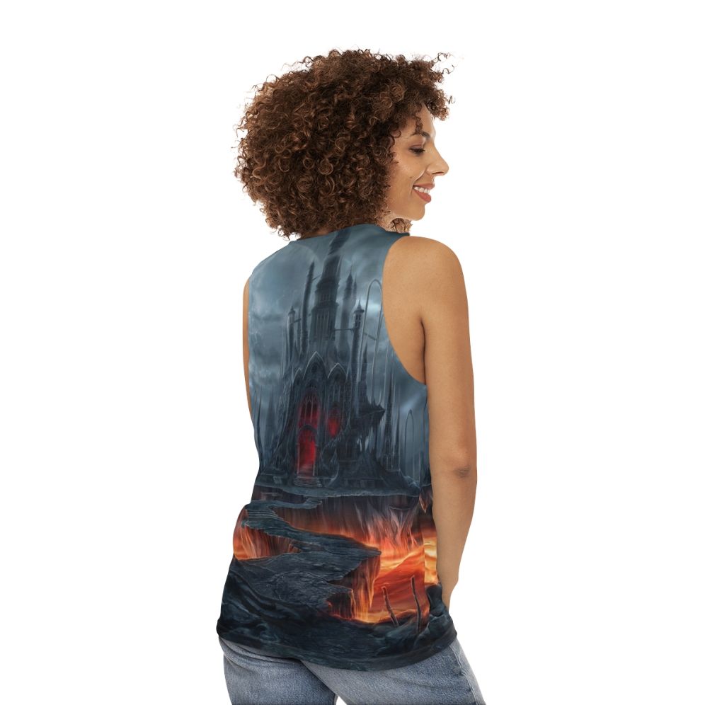 Gothic Dark Castle Unisex Tank Top - women back