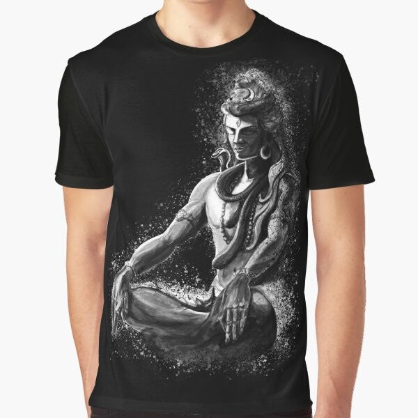 Graphic t-shirt featuring Lord Shiva in a meditative pose