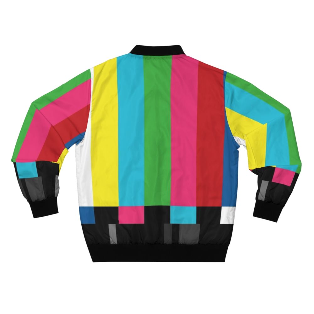 Bomber jacket with a retro TV color bars pattern design - Back