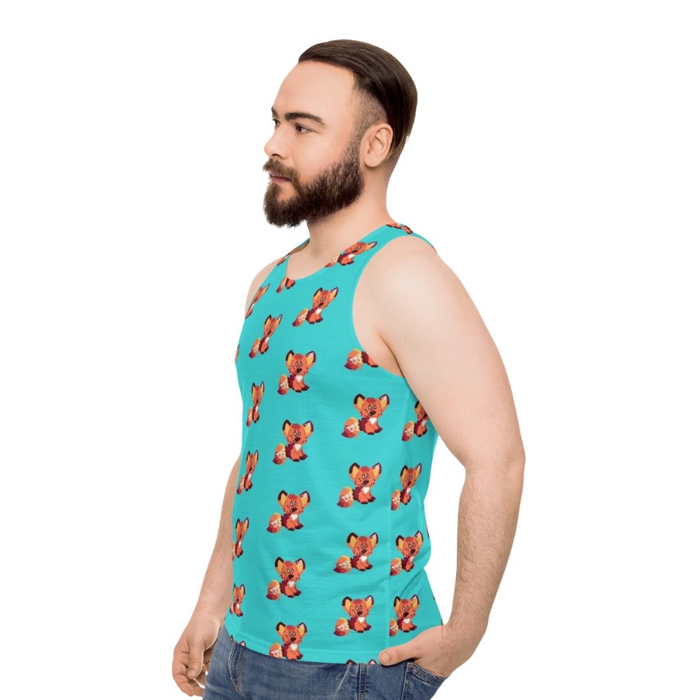 Neurodivergent ADHD fox unisex tank top with butterfly design - men side