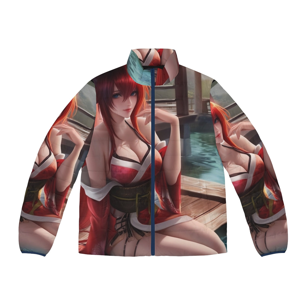 Rias Gremory puffer jacket with anime-inspired design