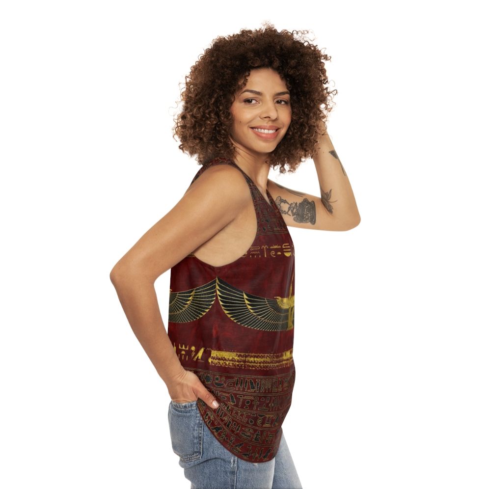 Unisex tank top with ancient Egyptian gold ornament design - women side